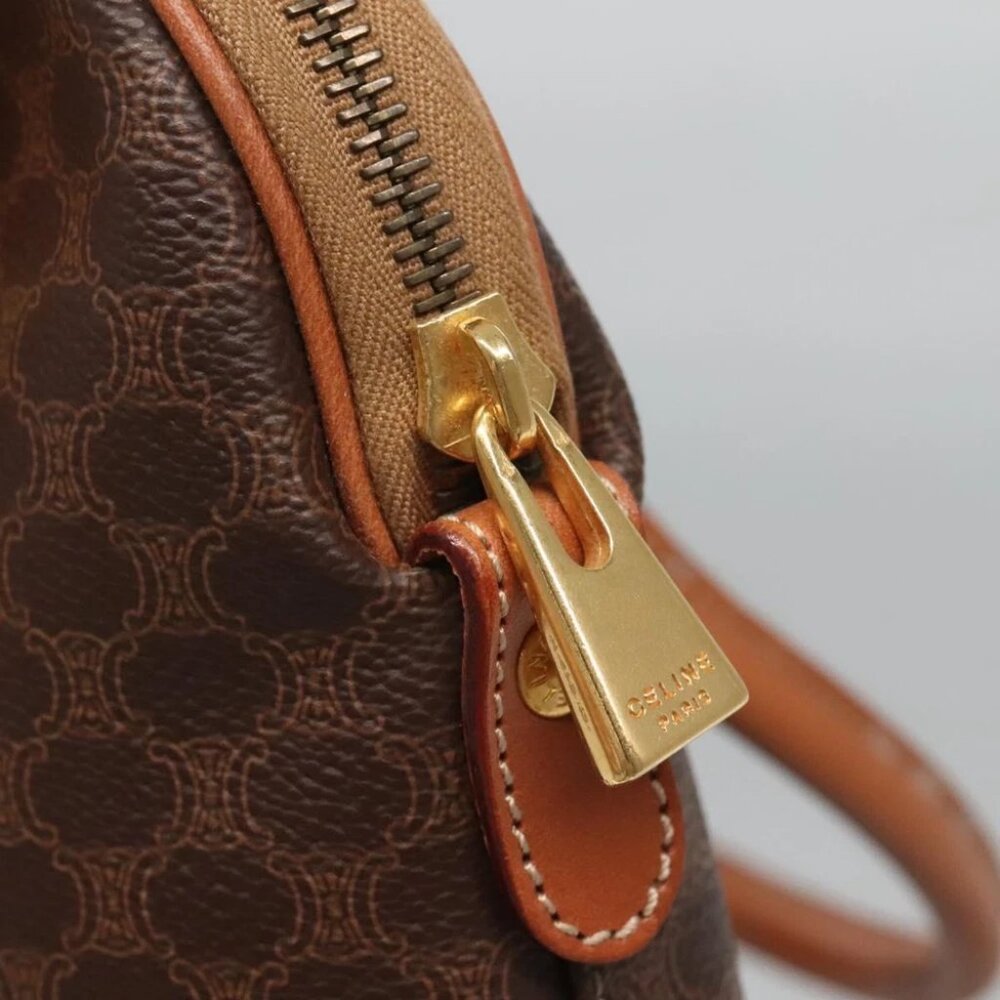 CELINE Macadam Canvas Hand Bag PVC Leather Brown Gold Auth gh019 - Picture 11 of 14